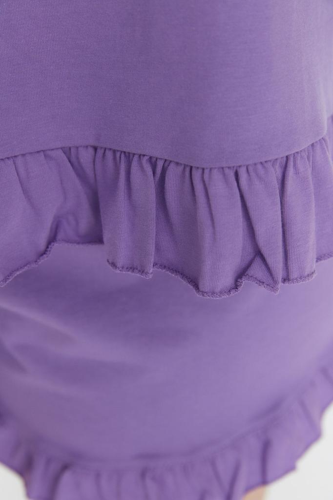 Женский трикотажный пижамный комплект больших размеров цвета фуксии с завязками