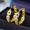 Fashion Versatile Big Circle Earrings for Women Micro Paved Cubic Zirconia Luxury Bride Wedding Hoop Earrings Jewelry
