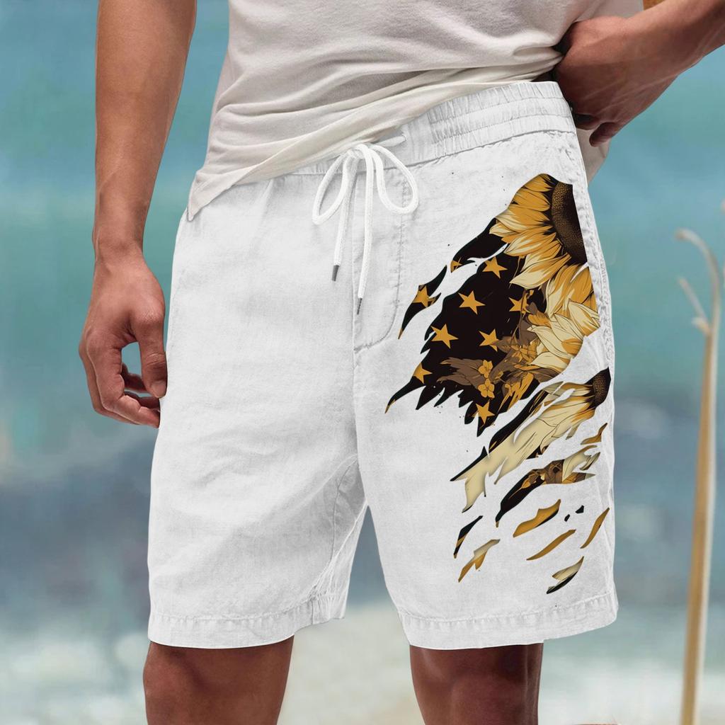 Мужские летние большие повседневные свободные спортивные брюки пляжные шорты