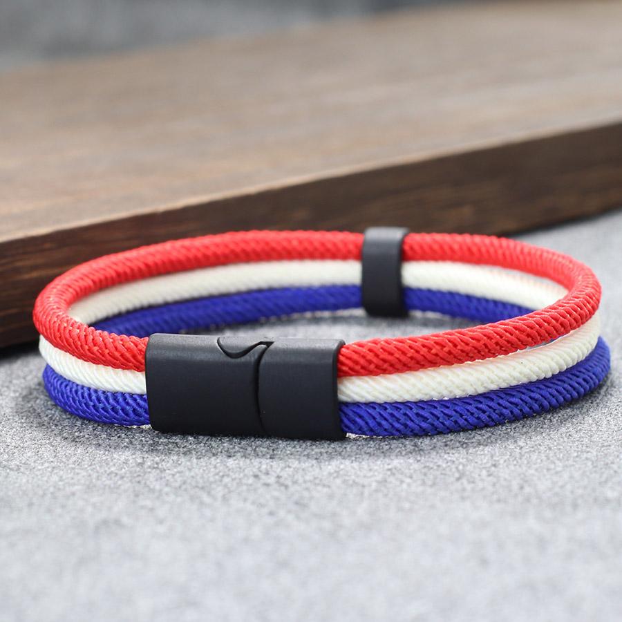 Handmade National Flag Color Rope Bracelet Men Women Color&Size Can Be Customized Grade A Thread Charm Braslet Cool Riding Joias