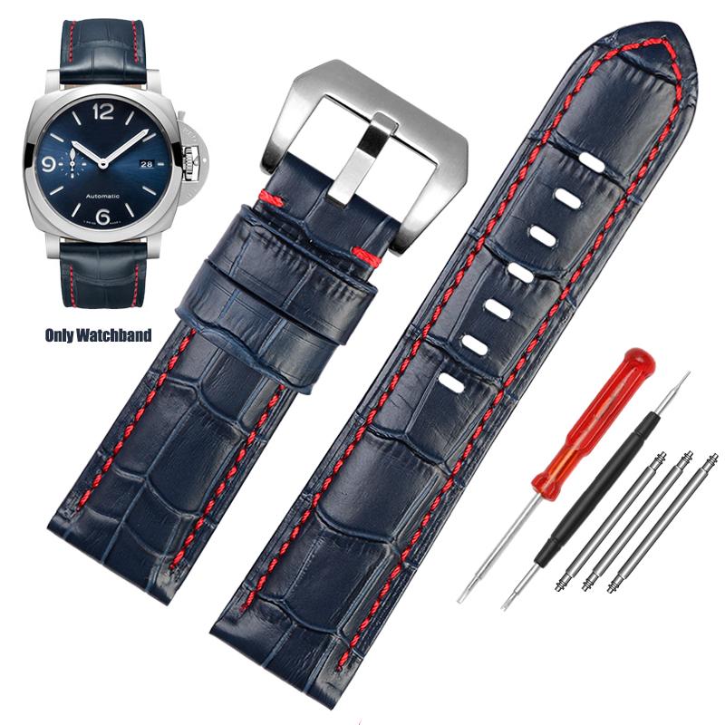 Высококачественный водонепроницаемый ремешок для часов для Panerai PAM688 441/1313, мужской синий ремешок из воловьей кожи, аксессуары 22 мм, 24 мм, 26 мм