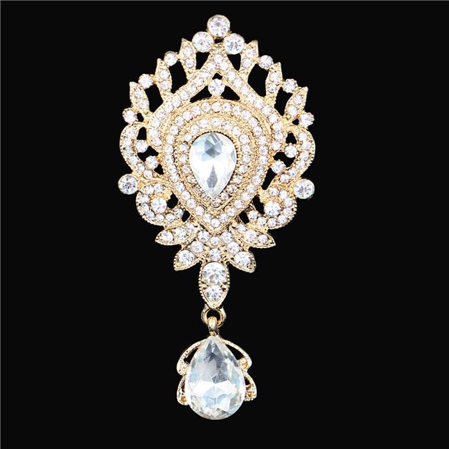 DIEZI Luxury Fashion Flower Bridal Brooches for Women Ladies Wedding Crystal Rhinestone Bouquet Brooch pins Dress Accessories