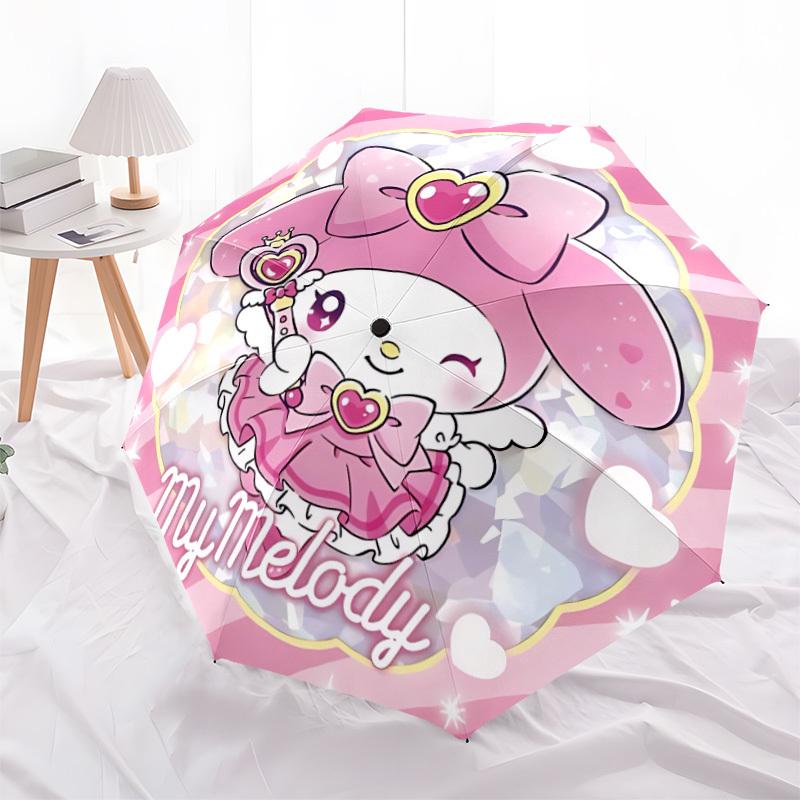 1 шт. Автоматический зонт My Melody, Прочный железный каркас и пластиковая ручка, Подарок для мужчин и женщин, Прочная конструкция, Лучший для Рождества, Хэллоуина, Игривый