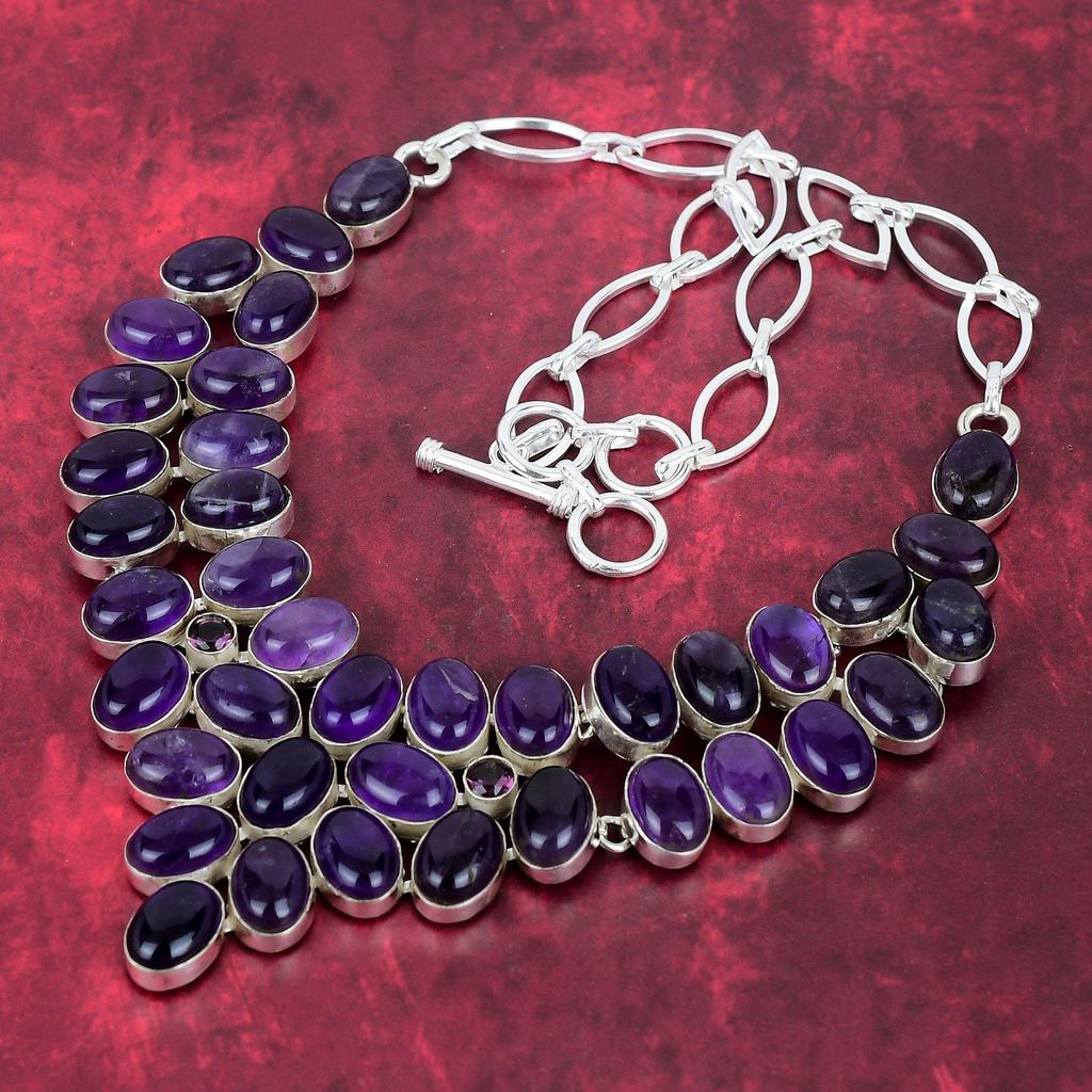 Amethyst Necklace Gemstone Jewelry, 925 Solid Sterling Silver Necklace, Gift For Women Handmade Necklace