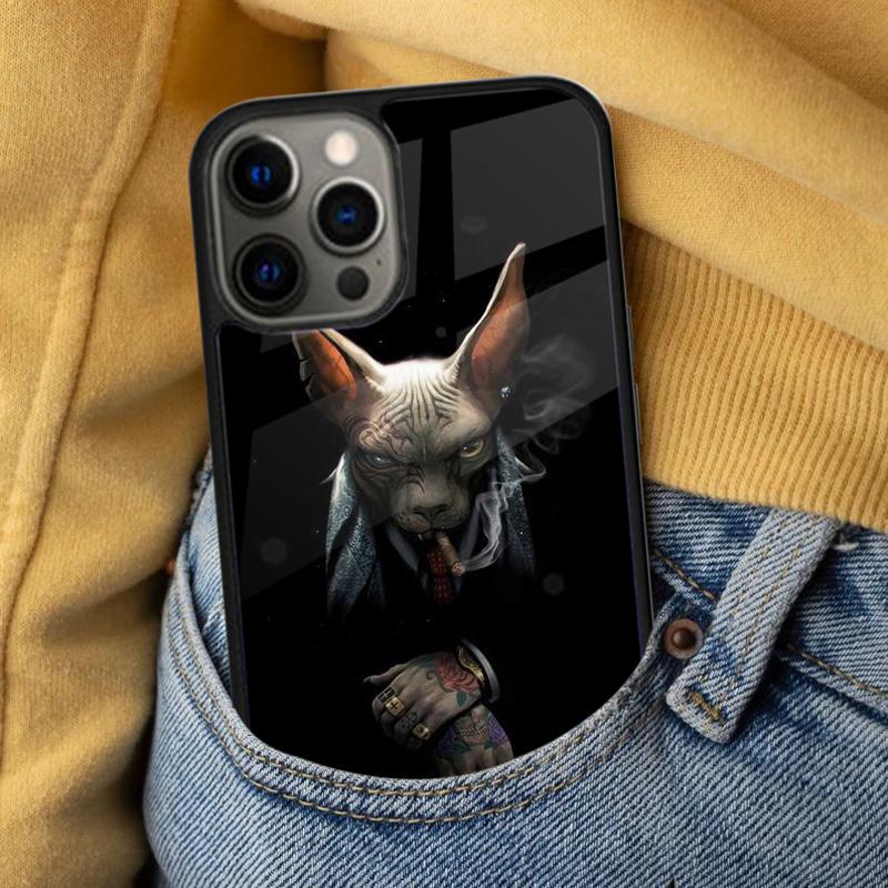 Мягкий чехол для телефона с татуировкой Кошка-Сфинкс для iPhone 17 Air 16e Pro max 15 Pro 13 14 Plus 11 12 MagSafe Магнитный Coque
