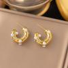 Elegant Retro Stainless Steel Earrings with Exaggerated Design for Women