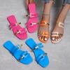 Korean Patchwork PU Slippers Women Summer Sexy Square Toe Beige Flat Sandals Ladies Casual Outdoor Beach Shoes Large Sizes