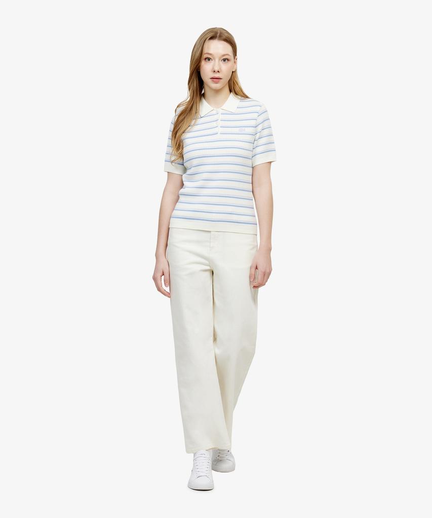 LACOSTE Women'S Striped Sweater Polo Shirt Pf710E-56G Aey