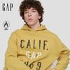 Gap Унисекс осенняя толстовка с капюшоном и логотипом на флисовой подкладке