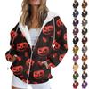 Women's Fashion Casual Halloween Printed Sweatshirt Long Sleeve With Pocket Cardigan Jacket Zipper Hoodie Coat