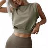 2025 Лето Новая Мода Безрукавная Короткая Блузка Женская Однотонная Круглый Вырез Свободная Повседневная Простая Рубашка Дамская Офисная Элегантная Базовая Женская Одежда