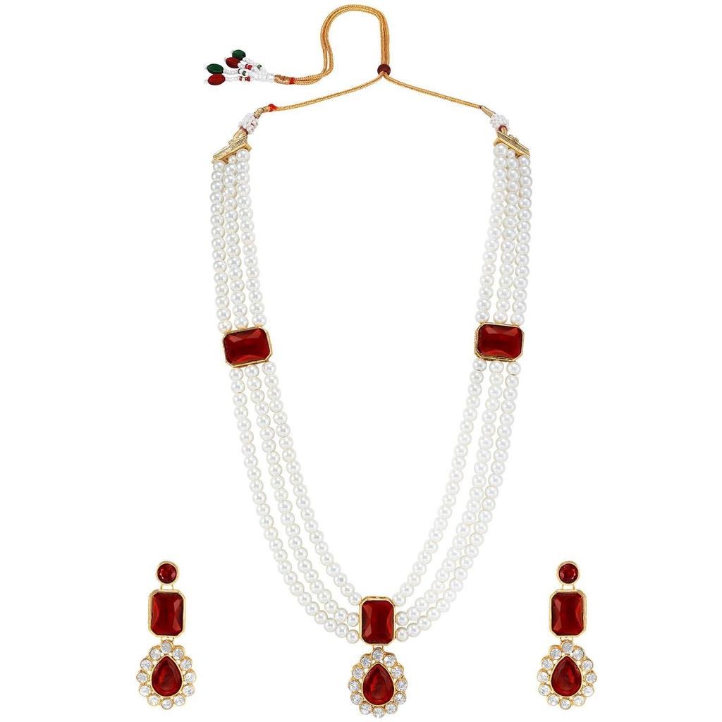 Кристальное колье из искусственного жемчуга Кундан и набор украшений Подарок для женщин