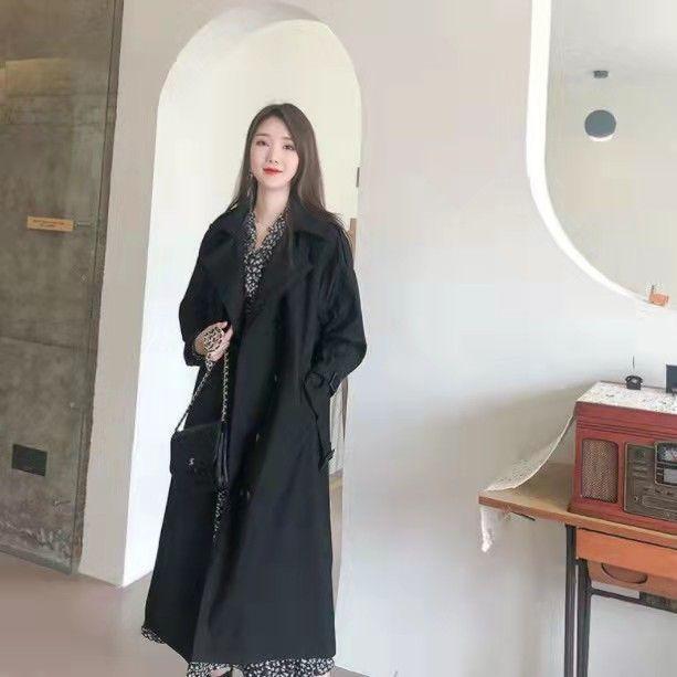 Двубортные длинные тренчи повседневные с поясом корейские куртки свободные женские модные ветровки