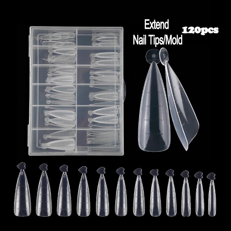 "Nail Art Extension Tips - 120 Ballet Style Square Tips with Full Adhesive Stickers"