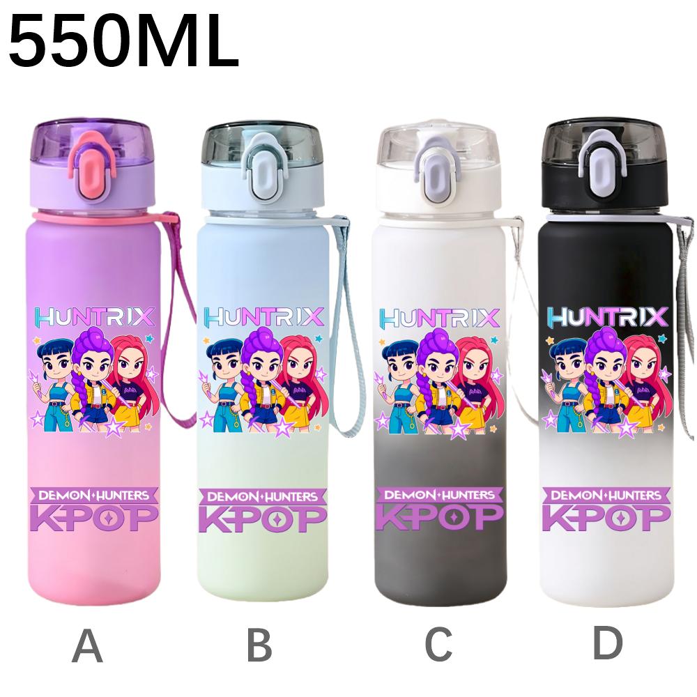 550ML KPop Demon Hunters Cartoon Print Sport Water Bottle Leak Proof Water Cup Outdoor Sports Drinking Bottle Birthday Gifts