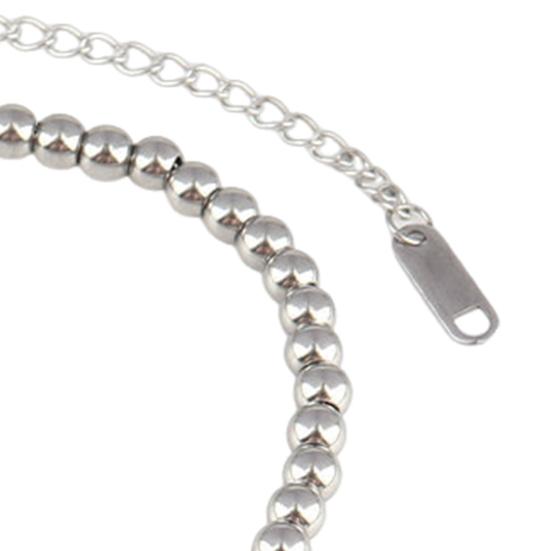 Women Beaded Enamel Bracelet Adjustable Length Heart Charm Titanium Steel Bracelet Stress Relief Happiness Meaningful Jewelry