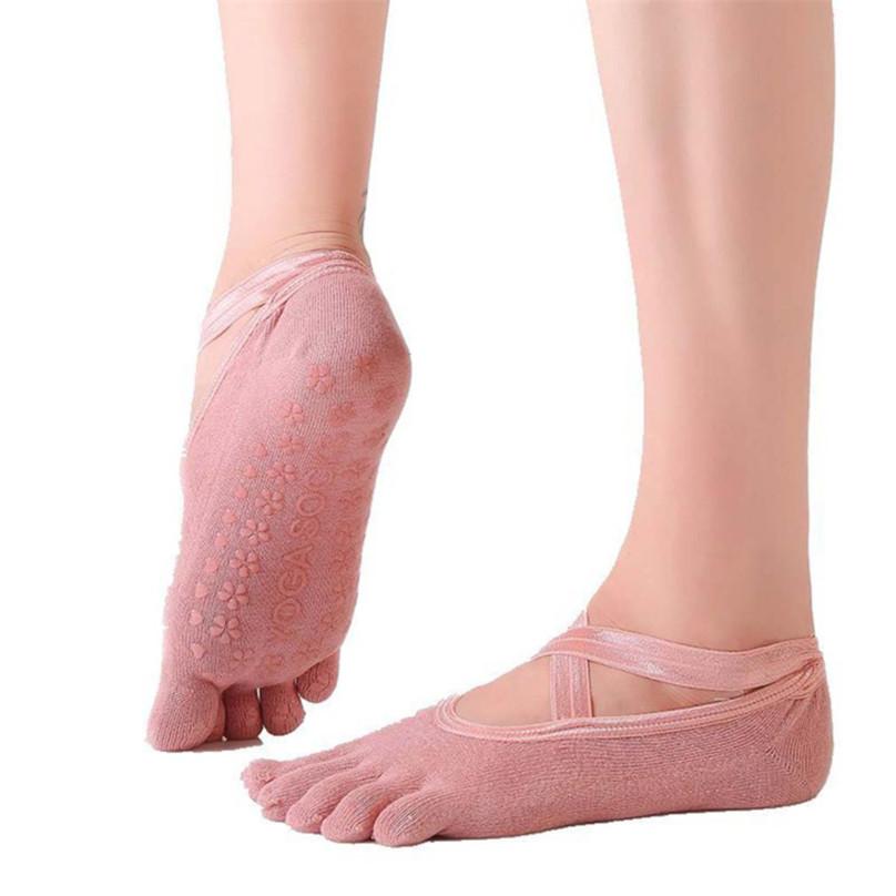Fashion Solid Color Female Cross Straps Ballet Open Toe Floor Socks Silicone Non-slip Yoga Socks