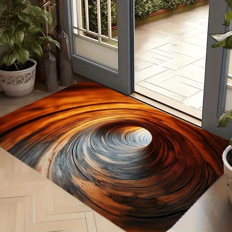 Pothole Pattern Front Door Mat for Indoor Outdoor Rubber Backed Entryway Welcome Mat Non-Slip Backing Waterproof Floor Rug