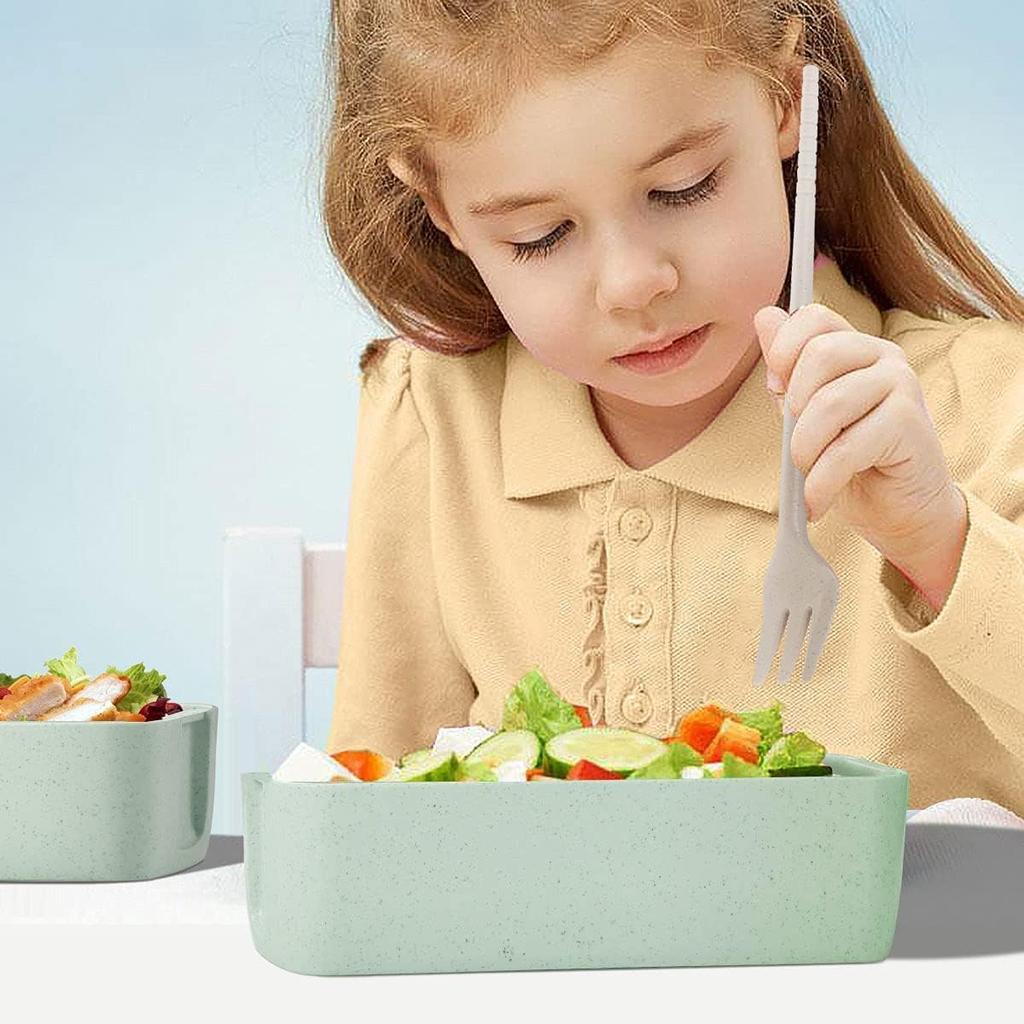 Bento Box for Adults, 3-In-1 Meal Prep Container, 900ML Lunch Box with Compartment, Wheat Straw, Leak-proof, Spoon & Fork