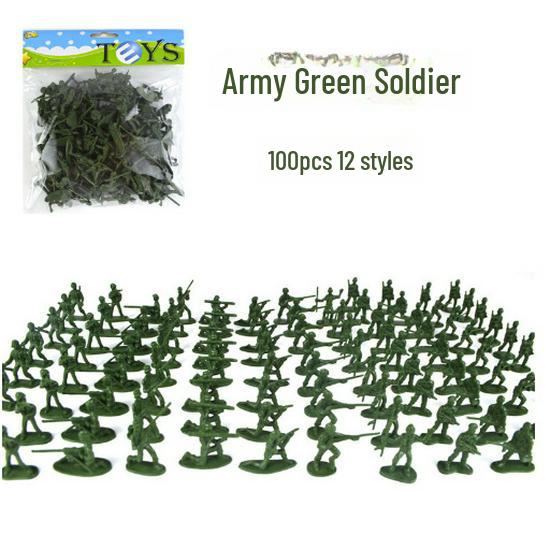 Military Simulation Model Soldier Set - 100-Piece War Scene Toy Set for Kids
