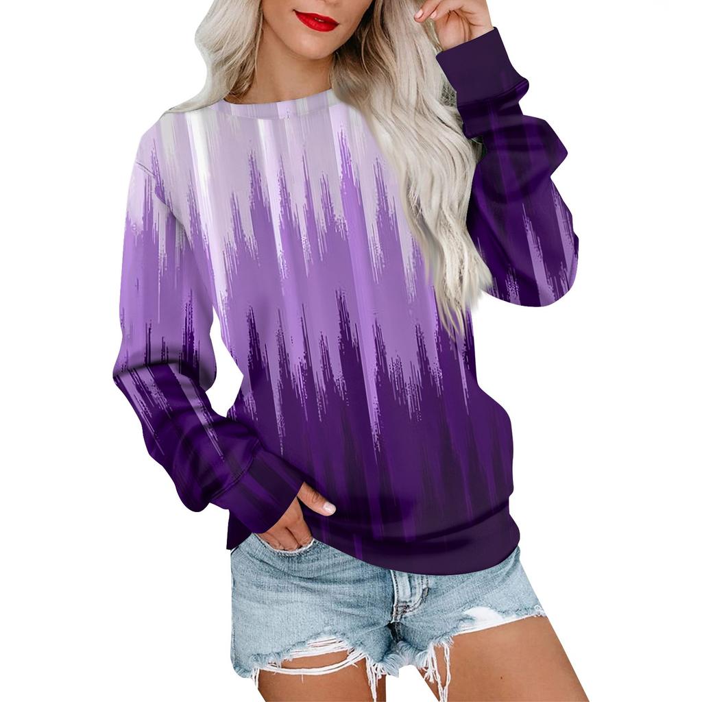 Женская толстовка с принтом, повседневная удобная свободная легкая женская толстовка с длинным рукавом и круглым вырезом