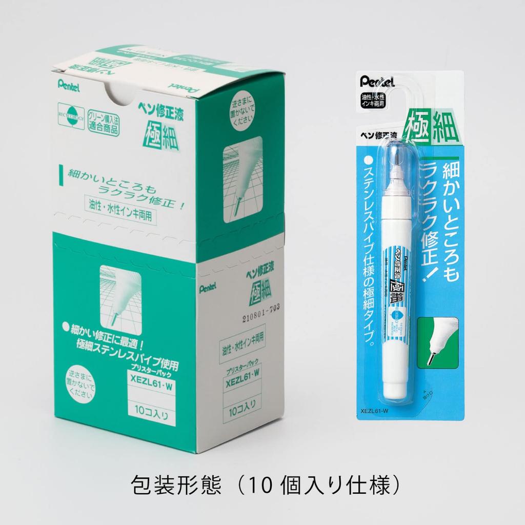 Корректирующая жидкость для ручки Pentel, очень тонкая, 10 шт. XEZL61-W