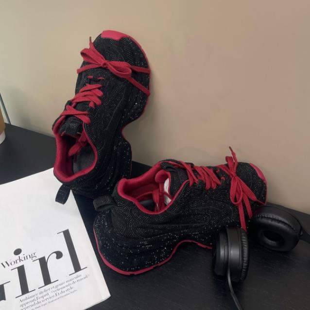 Модные весенне-осенние новые спортивные туфли на толстой подошве 7,5 см для женщин, модные инкрустированные бриллиантами роскошные оригинальные дизайнерские модные женские туфли