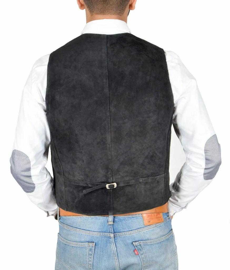Черная замшевая куртка из натуральной овчины, стильный жилет в западном стиле, мужской жилет
