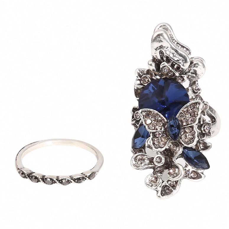 2 Piece Set of Creative Butterfly Ring European and American Court Retro All-match Women Ring