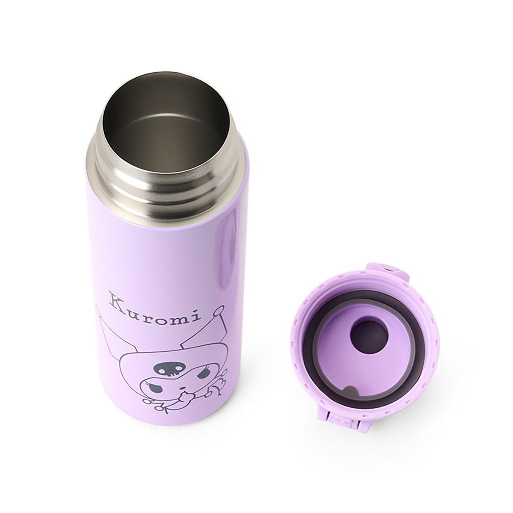 Sanrio Stainless Steel Bottle with Cold Storage Name Space One Touch Direct Drinking 091057 Cover, Kuromi, Children, Only, Capacity 470mL, Included,