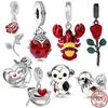 925 Sterling Silver Red Ladybird Lobster Monkey &Rose Dangle Charm Bead Fit Original Fasion Bracelet Diy Jewelry Gift
