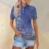 Женская модная повседневная рубашка с короткими рукавами и принтом с лацканами, женские топы на пуговицах