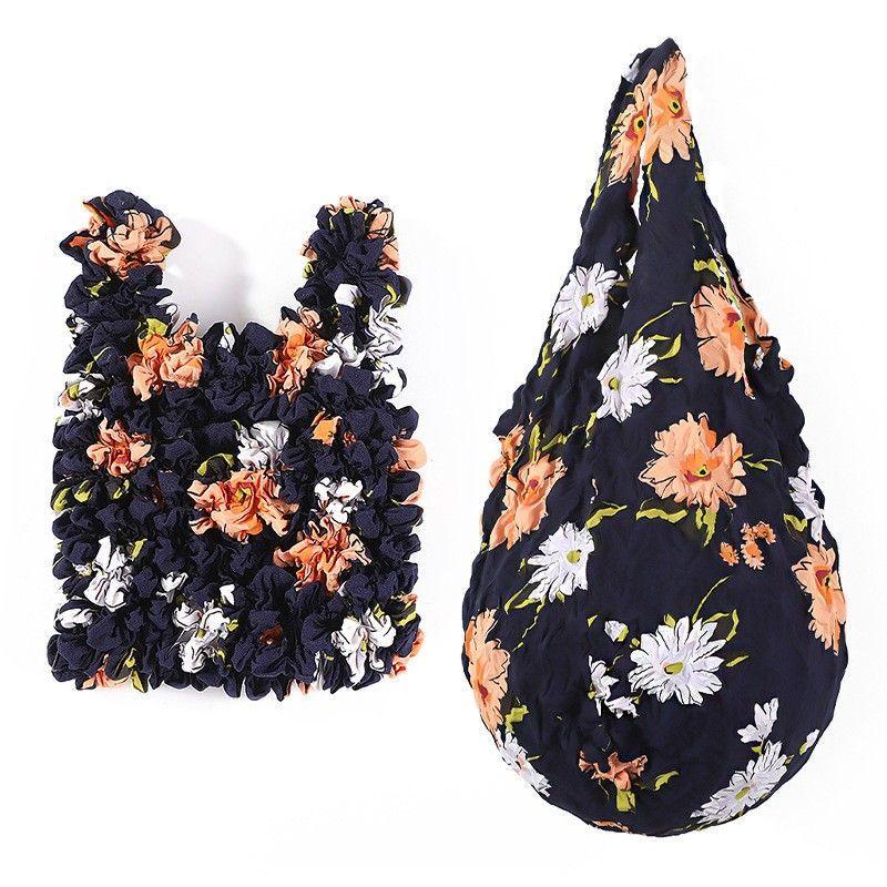 New Flower Folding Handheld Environmentally Friendly Large Capacity Household Portable Shopping Bag with High Elasticity Magic Stretch Bubble