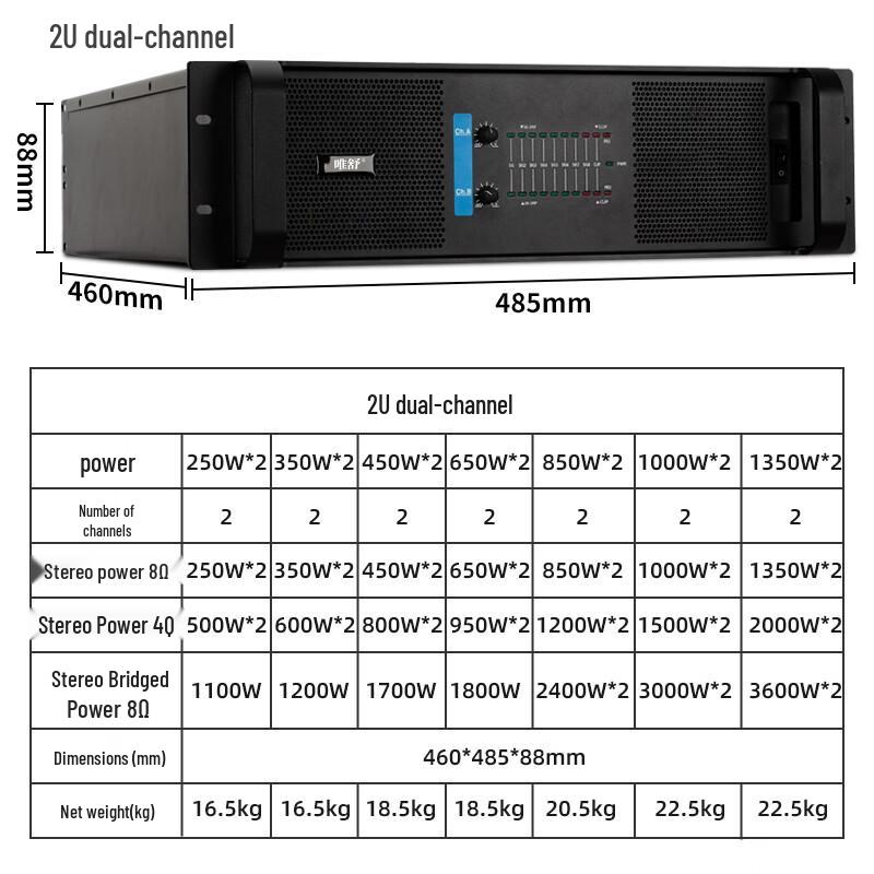 Weishu AQ-8-2850 Professional Dual-Channel Power Amplifier (CN version)