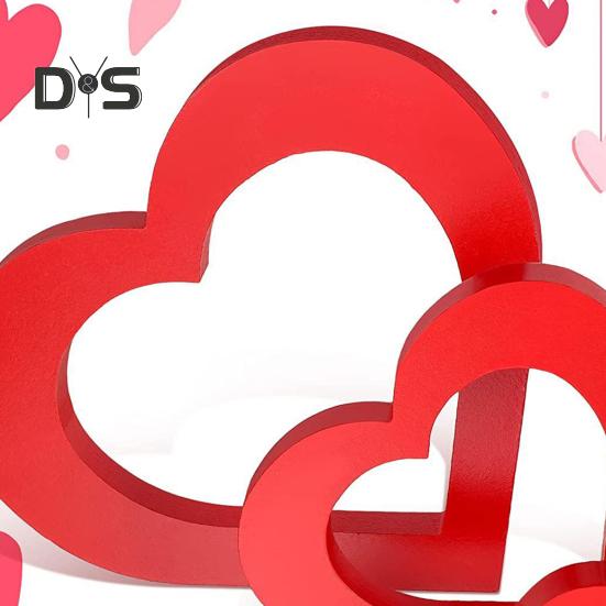 Деревянный знак любви, красное сердце, украшение стола, знак любви в форме сердца, центральный элемент ко Дню святого Валентина для домашнего декора, стола, комода