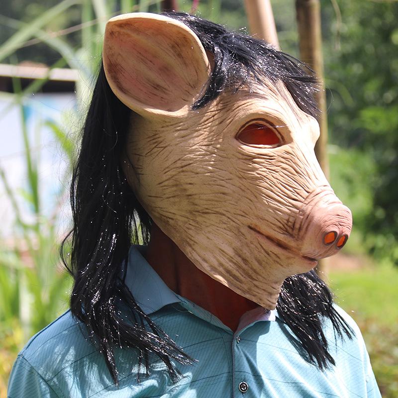 Halloween Mask: Saw Killer Pig Head Mask, Scary Animal Headgear, Funny Party Wild Boar Head Prop