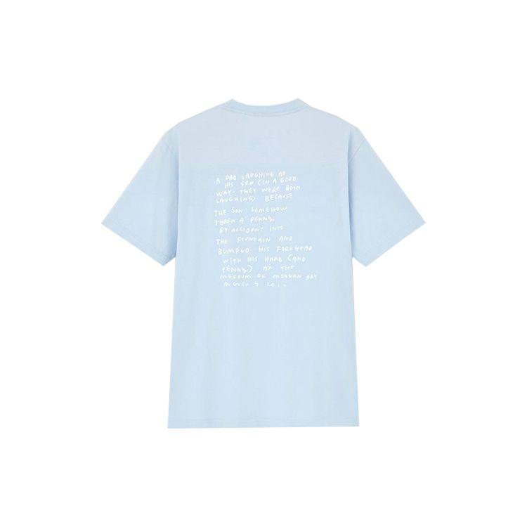 Uniqlo Печатная футболка с круглым вырезом, прямой крой, унисекс, синяя 437287-60