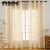 Элегантная французская кружевная белая прозрачная занавеска с цветочным узором - полупрозрачная, с люверсами сверху для легкого подвешивания - идеально подходит для гостиной, кухни, уединения
