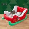 Christmas Dog Bed Red Christmas Sleigh Pet Bed Plush Indoor Outdoor Dog Sofa Bed Washable Holiday Themed Pet Nest for Cats Dogs