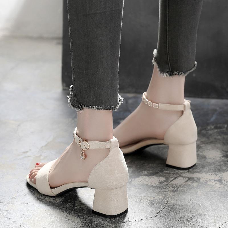 Модные и универсальные туфли на высоком каблуке, толстые каблуки, босоножки с открытым носком, легкая рабочая обувь для женщин