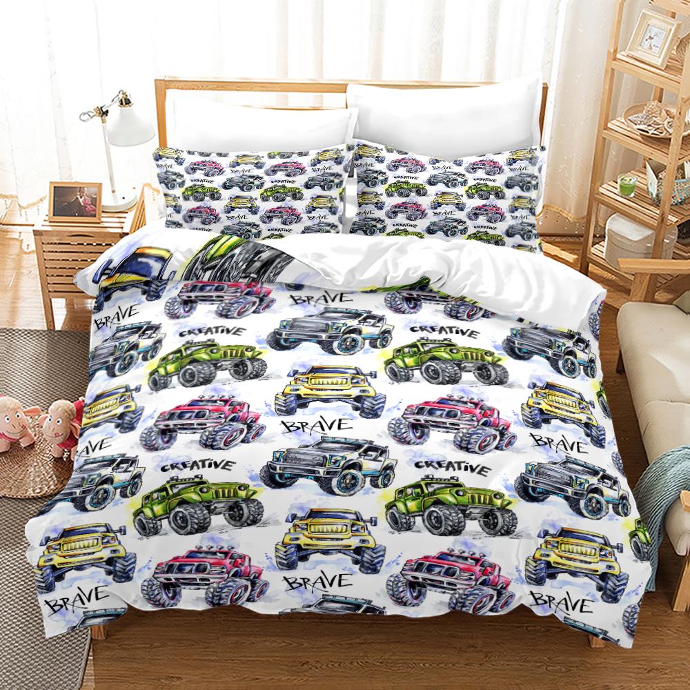 Постельное белье Monster Jam Односпальное Полуторное Двуспальное Евро Размер King Size Комплект постельного белья Monster Jam F1 Спальня Подростка Комплекты с пододеяльником Аниме