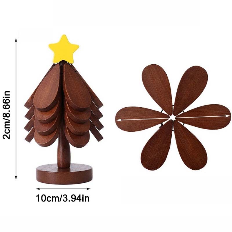 Pine and Bamboo Insulation Mat, Dining Table Decoration, a Tree and Small Tree Insulation Mat, Creative Folding Dining Plate, Tree Shape