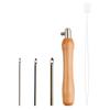 5Pcs Wooden Handle Punch Needle Set 2.5mm/3.5mm/5mm Tailors Awl Set For Beginner Embroidery