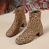 Размер 43 Женские леопардовые массивные ботильоны Сексуальные высокие каблуки Модные туфли Женские трендовые ботинки Челси Зимние туфли-лодочки Новые
