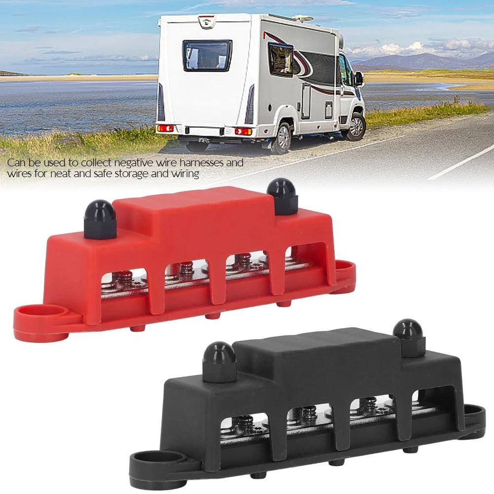 DC 12V-48V 250A Клеммная шина Распределительный блок питания аккумулятора с крышкой Винт M8 4 для Автомобиля Лодки RV Грузовика Автомобильный