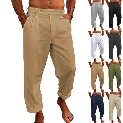 Летние мужские повседневные рабочие брюки с несколькими карманами, молодежные свободные прямые брюки