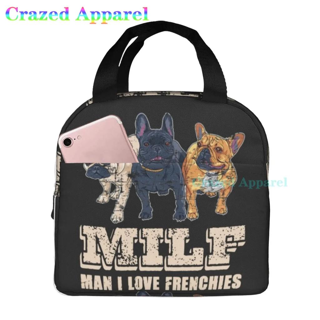 Утепленная сумка для ланча French Bulldogs Dog для женщин, мужчин и детей, большая и многоразовая, с ручкой, с возможностью заморозки для поездок на работу и в школу