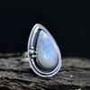 Moonstone Ring for Women, 925 Sterling Silver Ring, Boho Ring, Natural Large Big Blue Stone Ring, Statement Ring