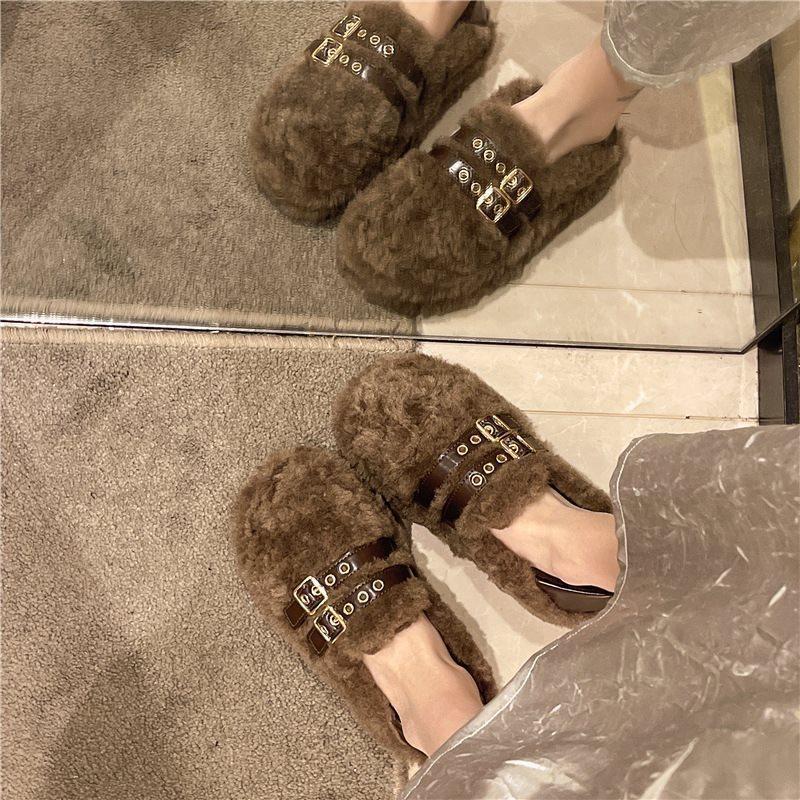 Cotton Shoes Mao Mao Shoes Mary Jane Autumn and Winter French Super Fire Outside a Pedal Children 2025 New Doudou Sole Wear Thick