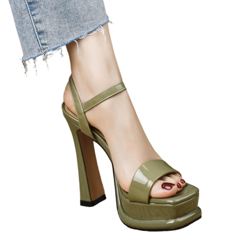 Модные женские босоножки на высоком каблуке, сандалии на платформе с квадратным носком, туфли для платья, элегантные лодочки, женские модные шлепанцы, тренд 2025, летние Zapatillas Mujer